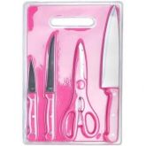 Conjunto de Tesouras e Facas para Cozinha Rosa - Batiki